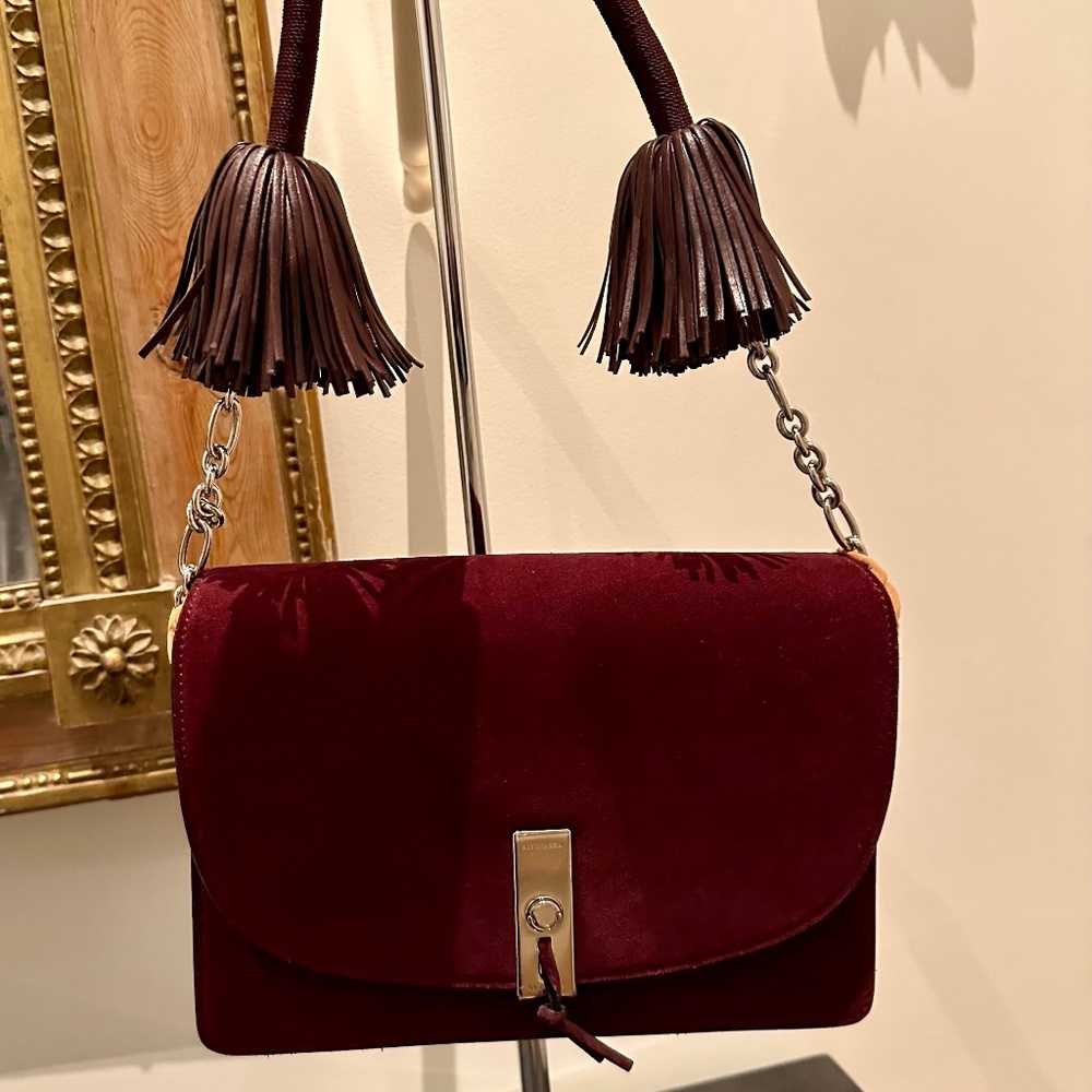 Authentic Altuzarra Spring 2016 Runway Pom Pom Shoulder Bag- color Maroon